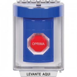 SS2432NT-ES STI Blue Indoor/Outdoor Flush Key-to-Reset (Illuminated) Stopper Station with No Text Label Spanish