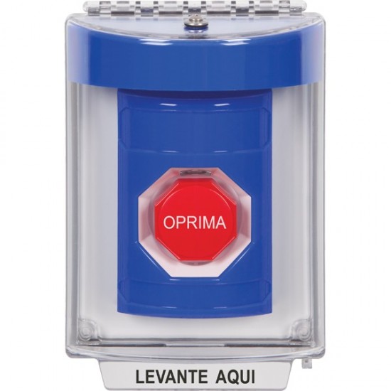 SS2432NT-ES STI Blue Indoor/Outdoor Flush Key-to-Reset (Illuminated) Stopper Station with No Text Label Spanish