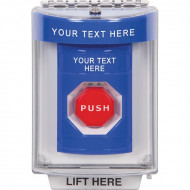 SS2432ZA-EN STI Blue Indoor/Outdoor Flush Key-to-Reset Stopper Station w/ Custom Text Label