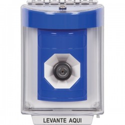SS2433NT-ES STI Blue Indoor/Outdoor Flush Key-to-Activate Stopper Station with No Text Label Spanish