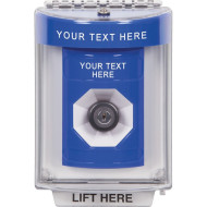 SS2433ZA-EN STI Blue Indoor/Outdoor Flush Key-to-Activate Stopper Station with Non-Returnable Custom Text Label English