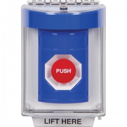 SS2434NT-EN STI Blue Indoor/Outdoor Flush Momentary Stopper Station with No Text Label English