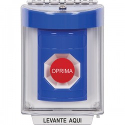 SS2434NT-ES STI Blue Indoor/Outdoor Flush Momentary Stopper Station with No Text Label Spanish