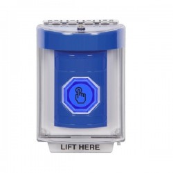 SS2436NT-EN STI Blue Indoor/Outdoor Flush Momentary (Illuminated) with Blue Lens Stopper Station with No Text Label English