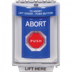 SS2439AB-EN STI Blue Indoor/Outdoor Flush Turn-to-Reset (Illuminated) Stopper Station with ABORT Label English