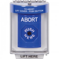 SS2440AB-EN STI Blue Indoor/Outdoor Flush w/ Horn Key-to-Reset Stopper Station with ABORT Label English