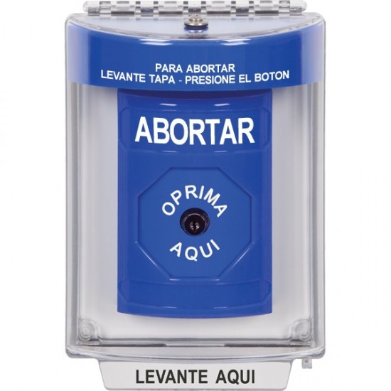 SS2440AB-ES STI Blue Indoor/Outdoor Flush w/ Horn Key-to-Reset Stopper Station with ABORT Label Spanish