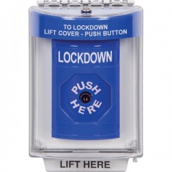 SS2440LD-EN STI Blue Indoor/Outdoor Flush w/ Horn Key-to-Reset Stopper Station with LOCKDOWN Label English