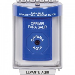 SS2440PX-ES STI Blue Indoor/Outdoor Flush w/ Horn Key-to-Reset Stopper Station with PUSH TO EXIT Label Spanish
