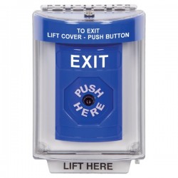 SS2440XT-EN STI Blue Indoor/Outdoor Flush w/ Horn Key-to-Reset Stopper Station with EXIT Label English