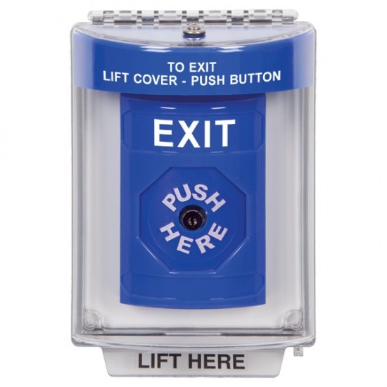 SS2440XT-EN STI Blue Indoor/Outdoor Flush w/ Horn Key-to-Reset Stopper Station with EXIT Label English