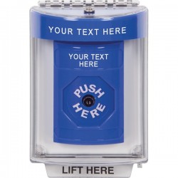 SS2440ZA-EN STI Blue Indoor/Outdoor Flush w/ Horn Key-to-Reset Stopper Station with Non-Returnable Custom Text Label English