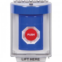 SS2441NT-EN STI Blue Indoor/Outdoor Flush w/ Horn Turn-to-Reset Stopper Station with No Text Label English