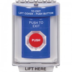 SS2441PX-EN STI Blue Indoor/Outdoor Flush w/ Horn Turn-to-Reset Stopper Station with PUSH TO EXIT Label English