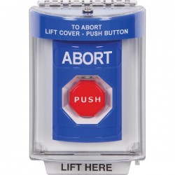 SS2442AB-EN STI Blue Indoor/Outdoor Flush w/ Horn Key-to-Reset (Illuminated) Stopper Station with ABORT Label English