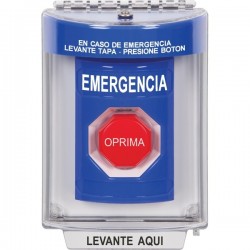 SS2442EM-ES STI Blue Indoor/Outdoor Flush w/ Horn Key-to-Reset (Illuminated) Stopper Station with EMERGENCY Label Spanish