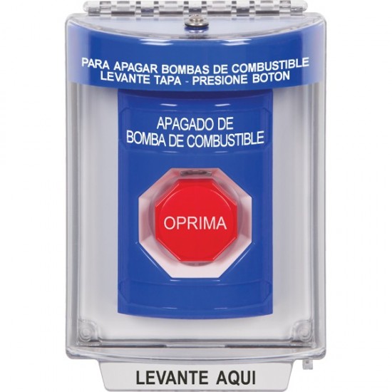 SS2442PS-ES STI Blue Indoor/Outdoor Flush w/ Horn Key-to-Reset Stopper Station w/ FUEL PUMP SHUT DOWN Spanish