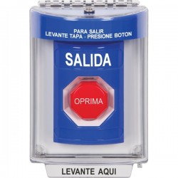SS2442XT-ES STI Blue Indoor/Outdoor Flush w/ Horn Key-to-Reset (Illuminated) Stopper Station with EXIT Label Spanish