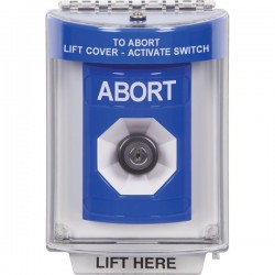 SS2443AB-EN STI Blue Indoor/Outdoor Flush w/ Horn Key-to-Activate Stopper Station with ABORT Label English