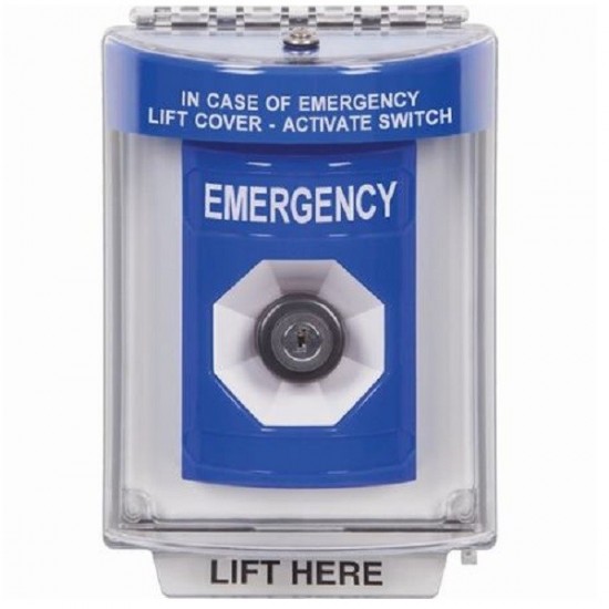 SS2443EM-ES STI Blue Indoor/Outdoor Flush w/ Horn Key-to-Activate Stopper Station with EMERGENCY Label Spanish SS2443EM-ES STI Blue Indoor/Outdoor Flush w/ Horn Key-to-Activate Stopper Station with EMERGENCY Label Spanish