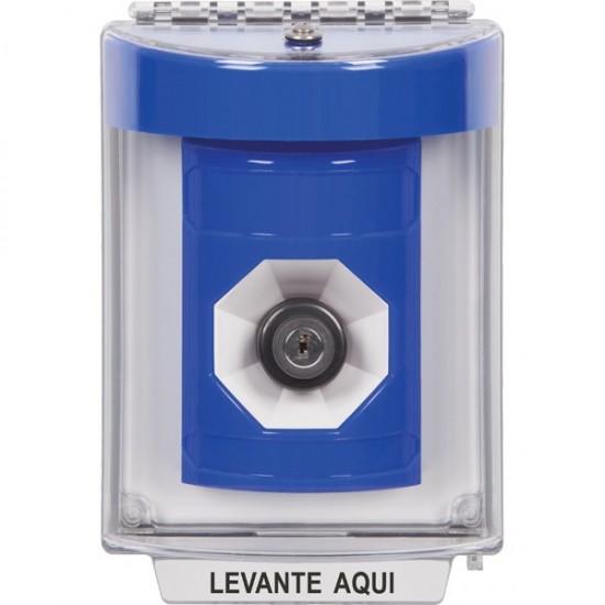 SS2443NT-ES STI Blue Indoor/Outdoor Flush w/ Horn Key-to-Activate Stopper Station with No Text Label Spanish
