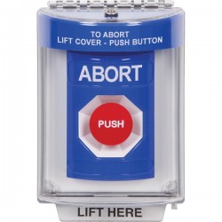 SS2444AB-EN STI Blue Indoor/Outdoor Flush w/ Horn Momentary Stopper Station with ABORT Label English