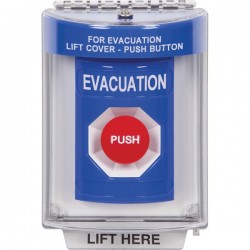 SS2444EV-EN STI Blue Indoor/Outdoor Flush w/ Horn Momentary Stopper Station with EVACUATION Label English