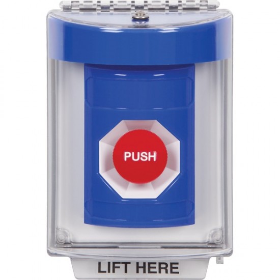 SS2444NT-EN STI Blue Indoor/Outdoor Flush w/ Horn Momentary Stopper Station with No Text Label English