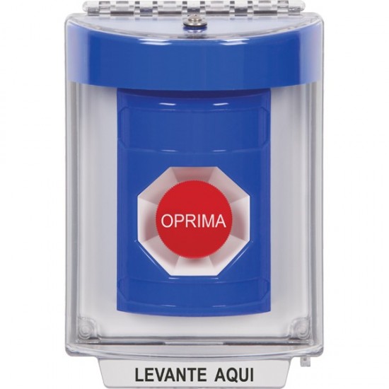 SS2444NT-ES STI Blue Indoor/Outdoor Flush w/ Horn Momentary Stopper Station with No Text Label Spanish