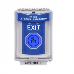 SS2446XT-EN STI Blue Indoor/Outdoor Flush w/ Horn Momentary (Illuminated) Stopper Station w/ EXIT Label