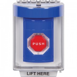 SS2449NT-EN STI Blue Indoor/Outdoor Flush w/ Horn Turn-to-Reset (Illuminated) Stopper Station with No Text Label English