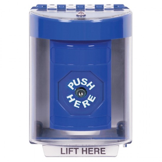 SS2470NT-EN STI Blue Indoor/Outdoor Surface Key-to-Reset Stopper Station with No Text Label English