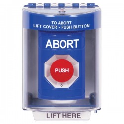 SS2471AB-EN STI Blue Indoor/Outdoor Surface Turn-to-Reset Stopper Station with ABORT Label English