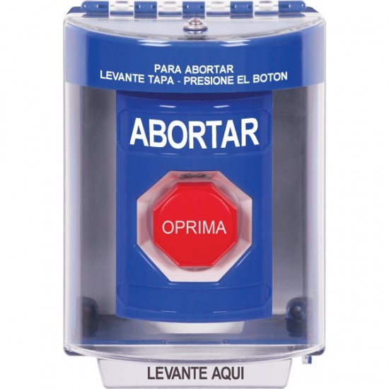 SS2472AB-ES STI Blue Indoor/Outdoor Surface Key-to-Reset (Illuminated) Stopper Station with ABORT Label Spanish