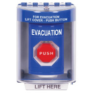 SS2472EV-EN STI Blue Indoor/Outdoor Surface Key-to-Reset (Illuminated) Stopper Station with EVACUATION Label English