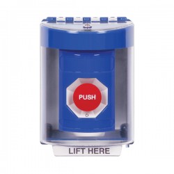 SS2472NT-EN STI Blue Indoor/Outdoor Surface Key-to-Reset (Illuminated) Stopper Station with No Text Label English