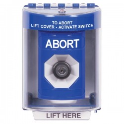 SS2473AB-EN STI Blue Indoor/Outdoor Surface Key-to-Activate Stopper Station with ABORT Label English