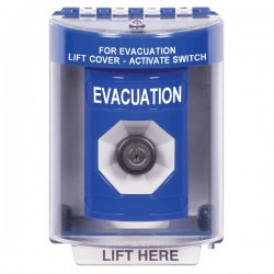 SS2473EV-EN STI Blue Indoor/Outdoor Surface Key-to-Activate Stopper Station with EVACUATION Label English