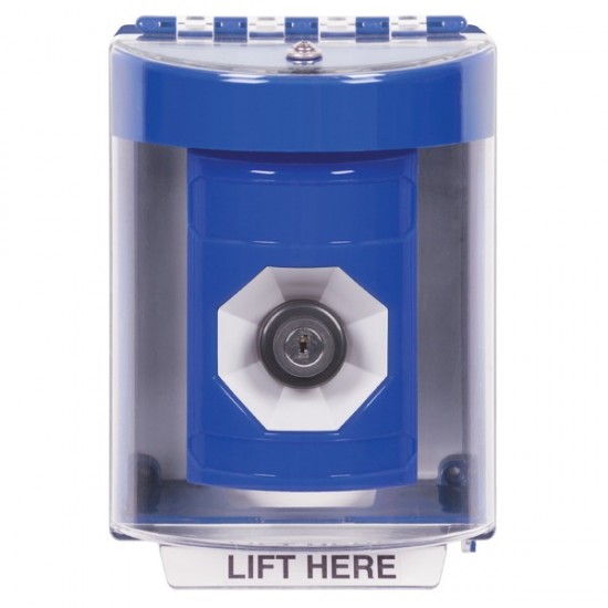 SS2473NT-EN STI Blue Indoor/Outdoor Surface Key-to-Activate Stopper Station with No Text Label English