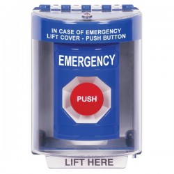 SS2474EM-EN STI Blue Indoor/Outdoor Surface Momentary Stopper Station with EMERGENCY Label English SS2474EM-EN STI Blue Indoor/Outdoor Surface Momentary Stopper Station with EMERGENCY Label English