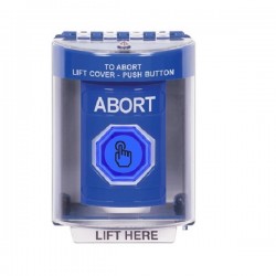 SS2476AB-EN STI Blue Indoor/Outdoor Surface Momentary (Illuminated) with Blue Lens Stopper Station with ABORT Label English