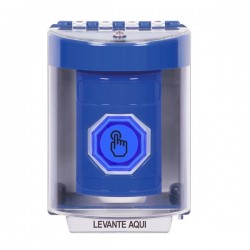 SS2476NT-ES STI Blue Indoor/Outdoor Surface Momentary (Illuminated) with Blue Lens Stopper Station with No Text Label Spanish