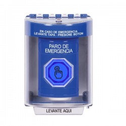 SS2477ES-ES STI Blue Indoor/Outdoor Surface Weather Resistant Momentary Stopper Station w/ EMERGENCY STOP Spanish