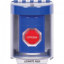 SS2478NT-ES STI Blue Indoor/Outdoor Surface Pneumatic (Illuminated) Stopper Station with No Text Label Spanish