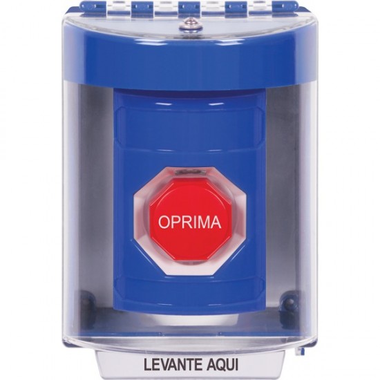 SS2478NT-ES STI Blue Indoor/Outdoor Surface Pneumatic (Illuminated) Stopper Station with No Text Label Spanish