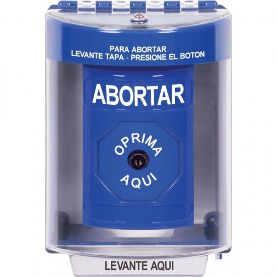 SS2480AB-ES STI Blue Indoor/Outdoor Surface w/ Horn Key-to-Reset Stopper Station with ABORT Label Spanish