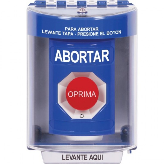 SS2481AB-ES STI Blue Indoor/Outdoor Surface w/ Horn Turn-to-Reset Stopper Station with ABORT Label Spanish