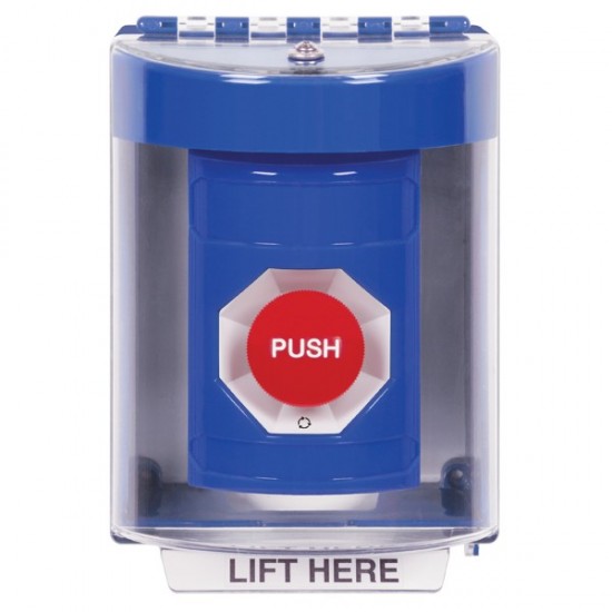 SS2481NT-EN STI Blue Indoor/Outdoor Surface w/ Horn Turn-to-Reset Stopper Station with No Text Label English