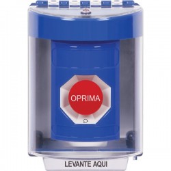 SS2481NT-ES STI Blue Indoor/Outdoor Surface w/ Horn Turn-to-Reset Stopper Station with No Text Label Spanish