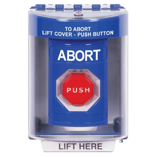 SS2482AB-EN STI Blue Indoor/Outdoor Surface w/ Horn Key-to-Reset (Illuminated) Stopper Station with ABORT Label English